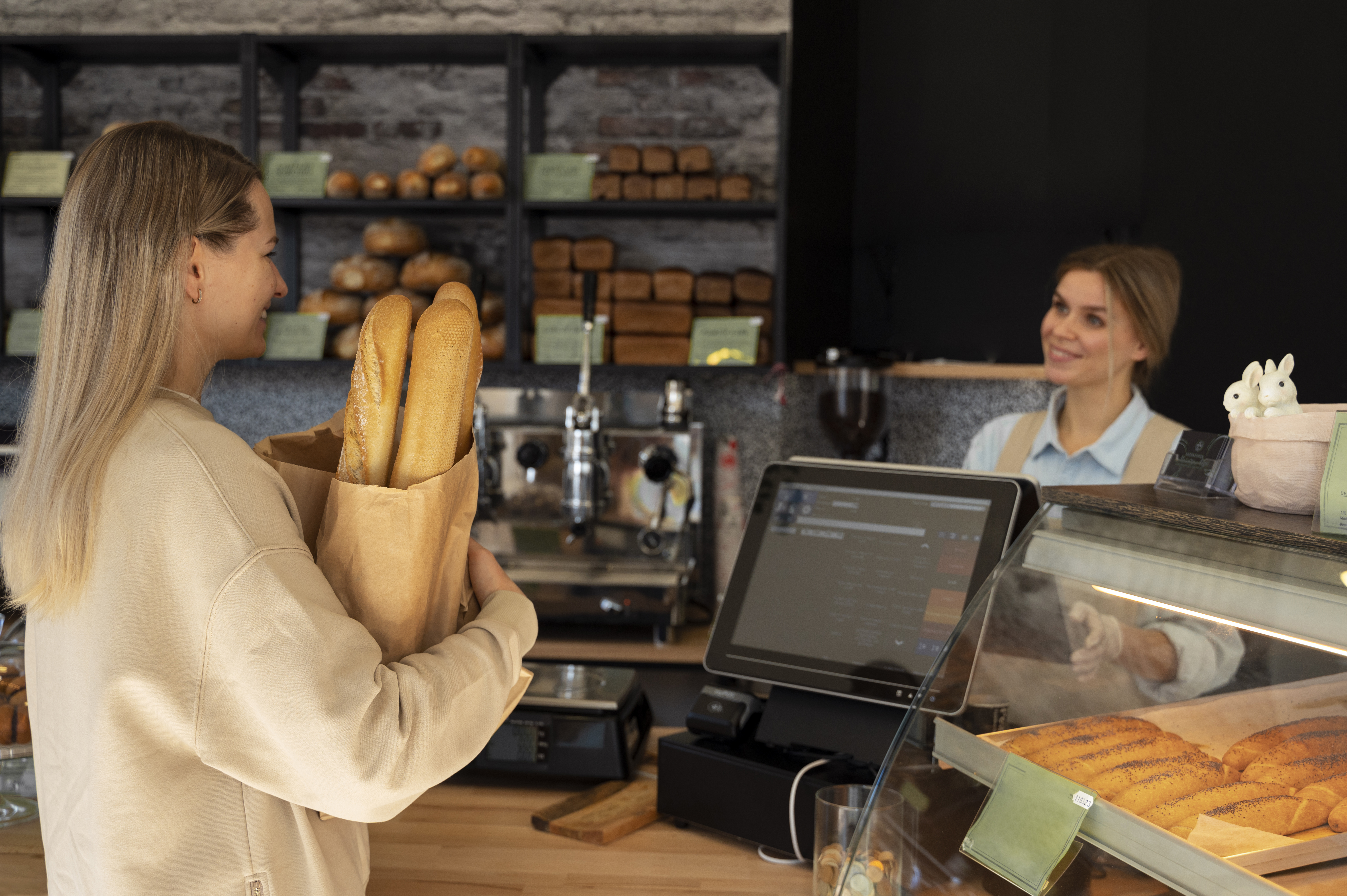 Boulangerie avec système de caisse tactile